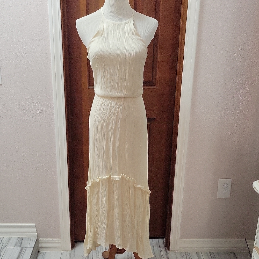 All in Favor Cream Halter Maxi Dress